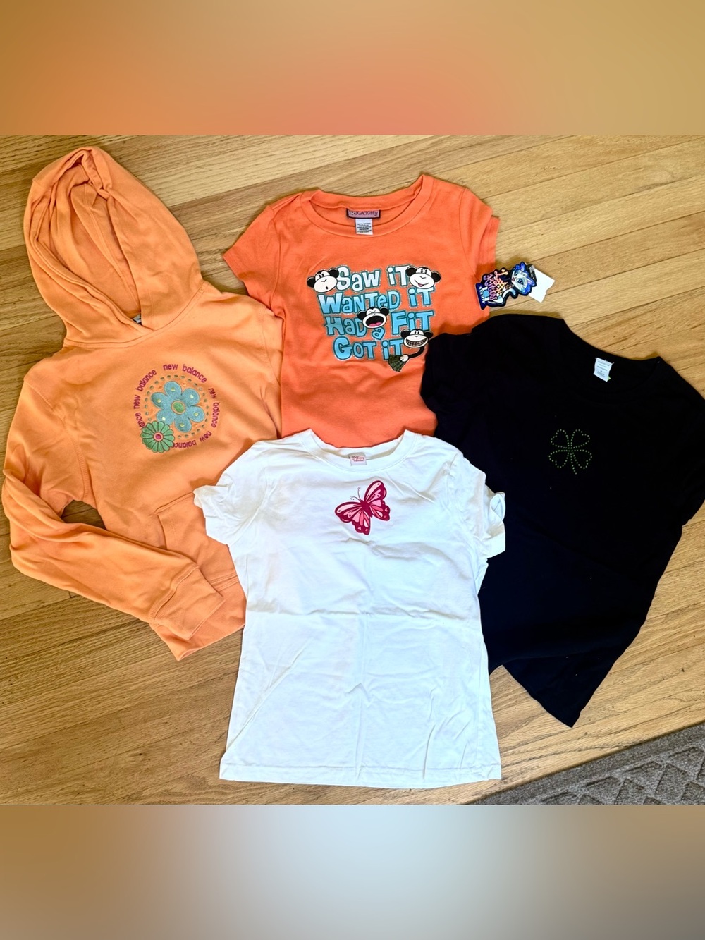 Kids t shirt lot S/M Orange Graphic T-Shirts mix &  New balance hoodie